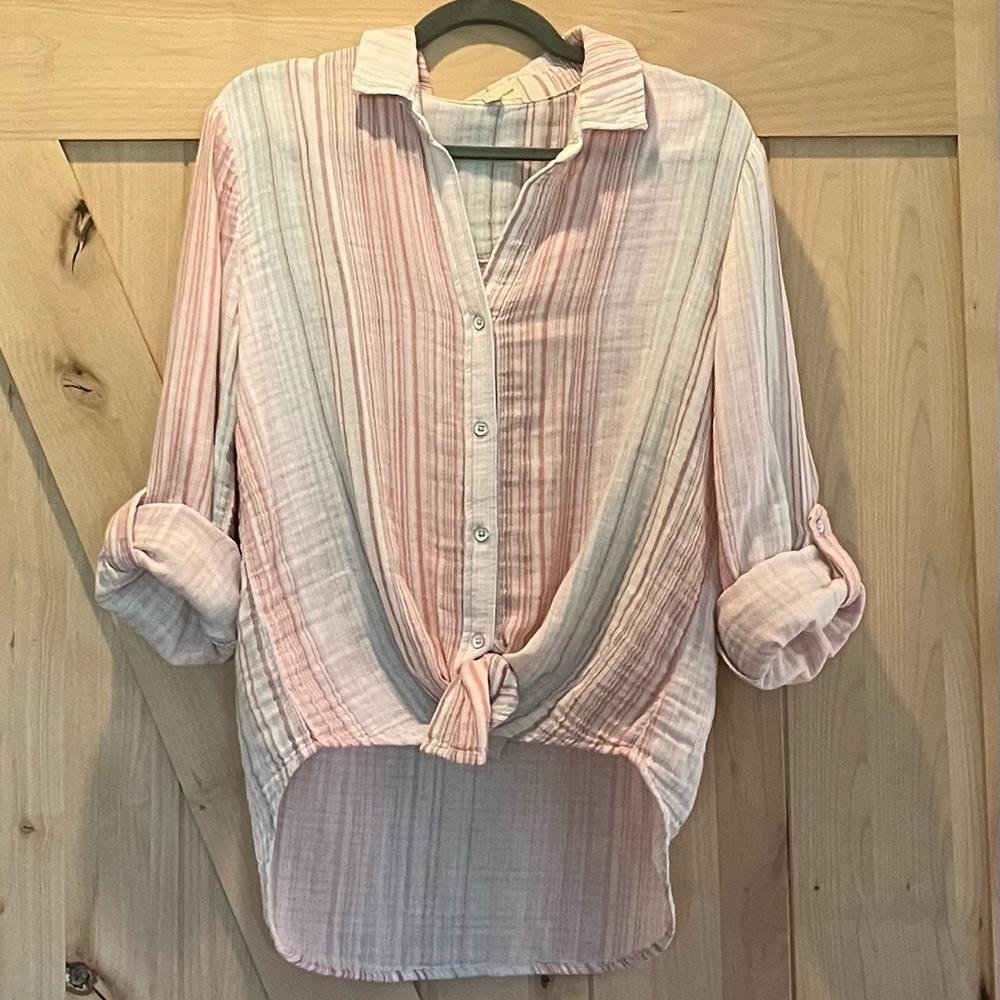 ANTHROPOLOGIE CLOTH & STONE Women’s 100% Cotton Long Slv Button Shirt. Large.